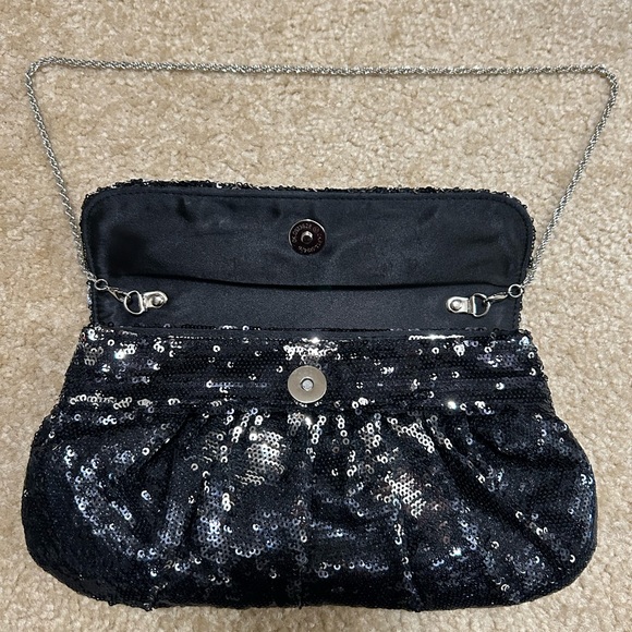 White House Black Market Sequin Clutch - Black and Silver - Picture 2 of 4